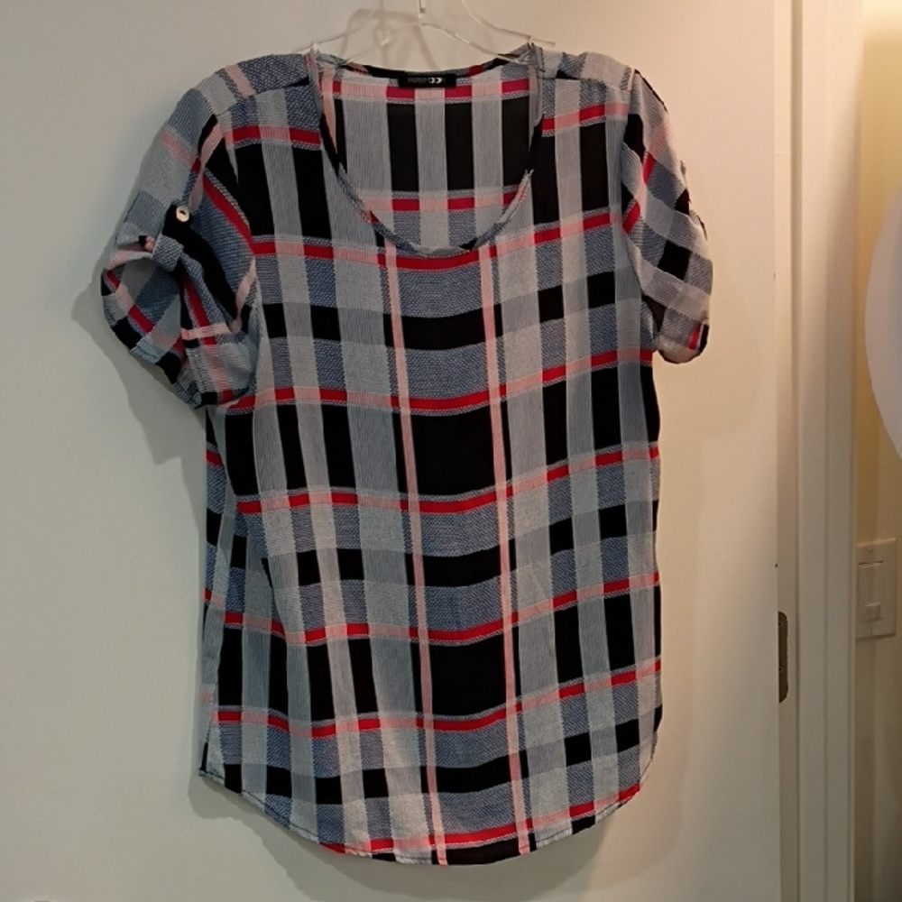 Papermoon Plaid Blouse - Black, Red, White